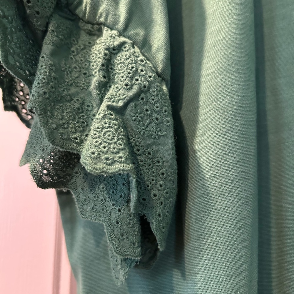 Green Ruffle Sleeve Top - Picture 3 of 4
